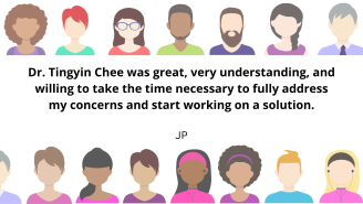 Dr. Tingyin Chee was great, very understanding, and willing to take the time necessary to fully address my concerns and start working on a solution.